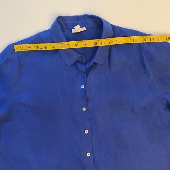 J. Jill Love Linen Royal Blue Button Down Shirt Size Large Petite - Picture 14 of 15